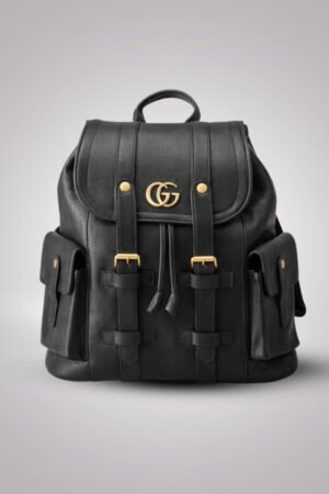 Luxury Black Leather Backpack