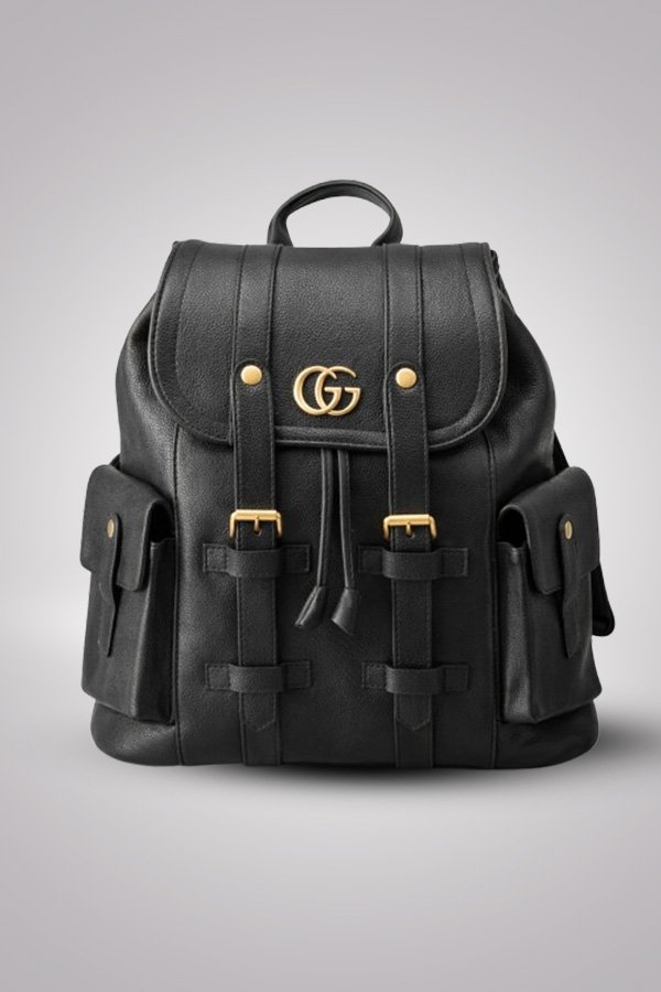 Luxury Black Leather Backpack
