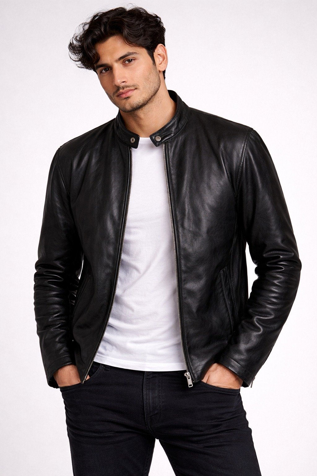 Black Minimalist Leather Jacket