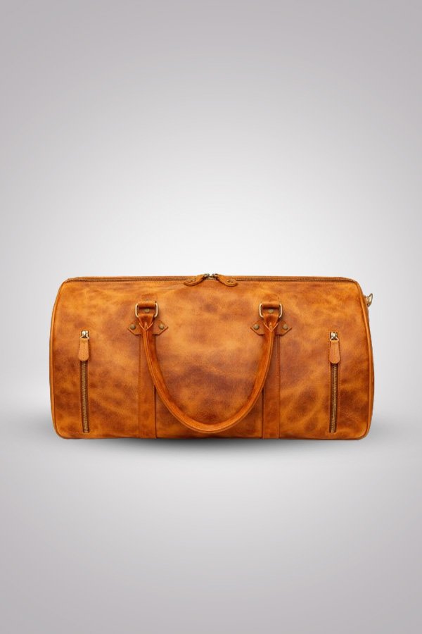 Vintage Brown Leather Duffle Bag