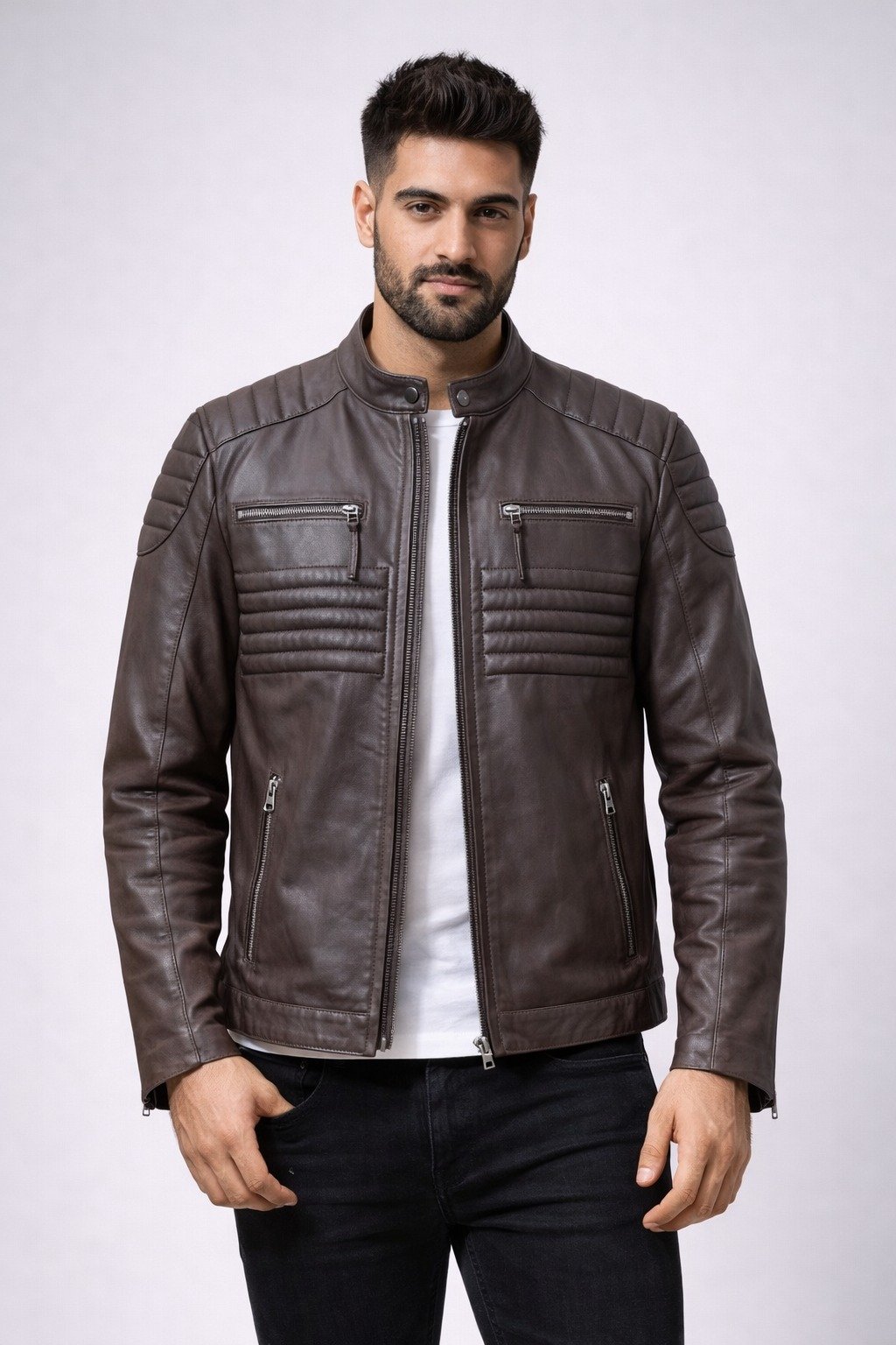 Dark Brown Vintage Leather Jacket