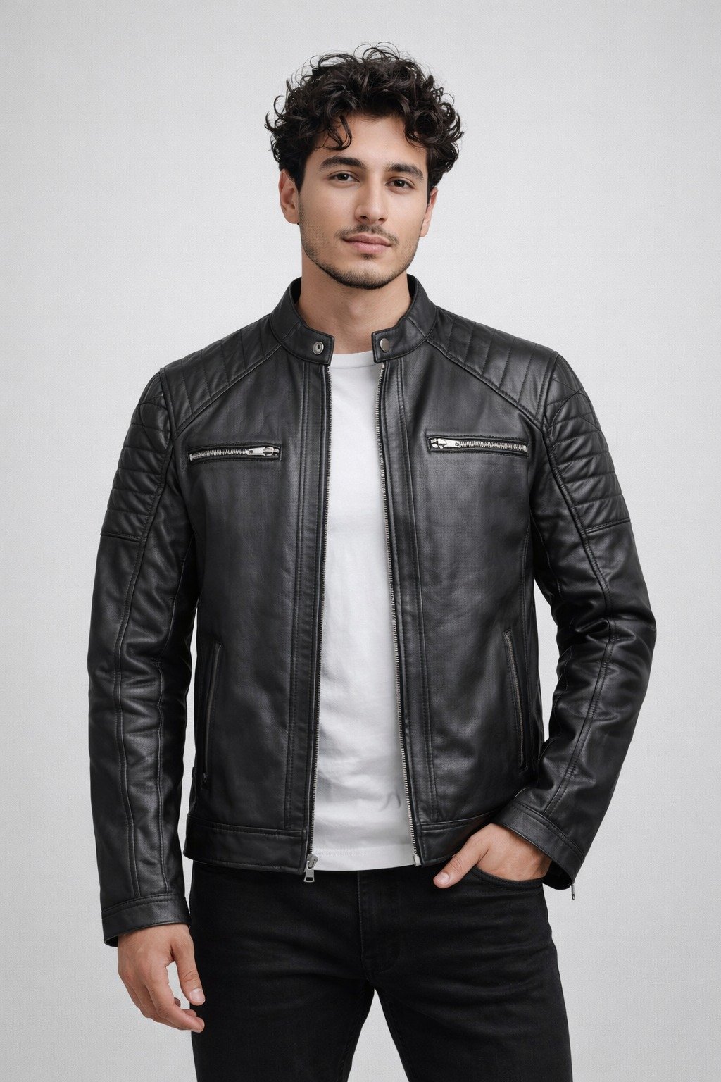 Slim Fit Black Leather Jacket