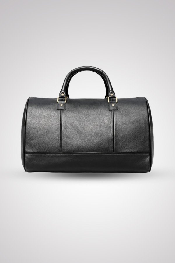 Premium Black Leather Duffle Bag