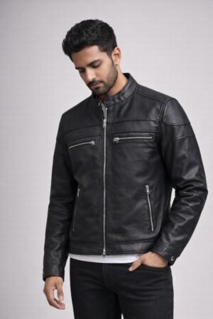 Black Leather Biker Jacket