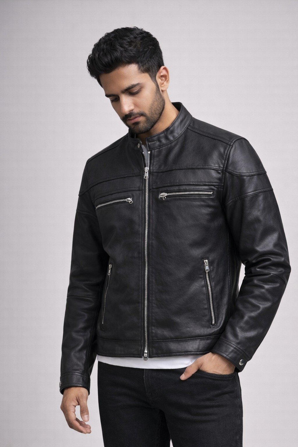 Black Leather Biker Jacket