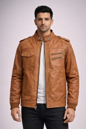 Tan Brown Leather Jacket