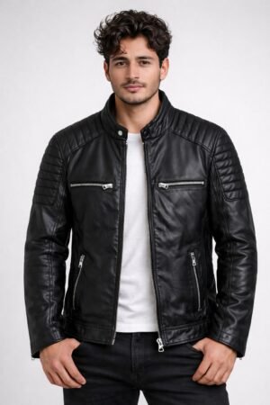 Black Quilted Leather Jacket