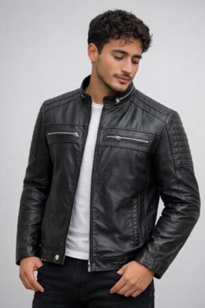 Classic Black Leather Biker Jacket