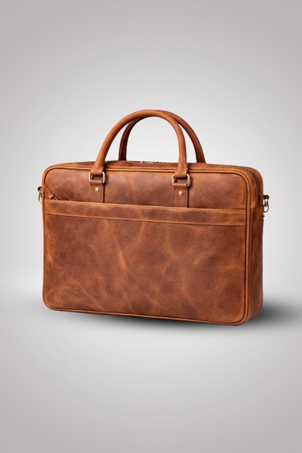 Vintage Brown Leather Laptop Bag