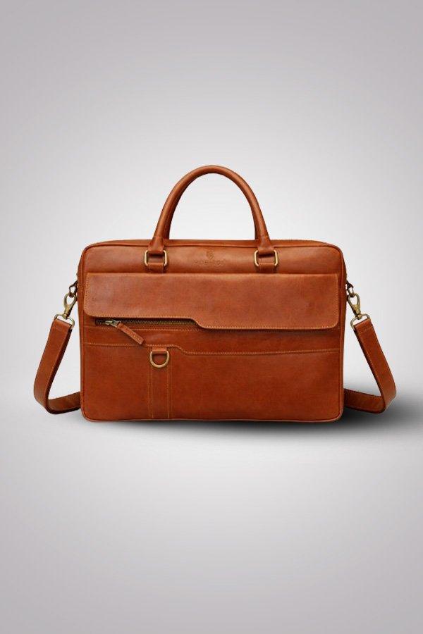Vintage Tan Leather Laptop Bag