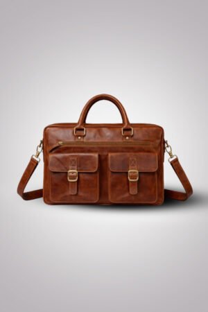 Vintage Brown Leather Laptop Bag