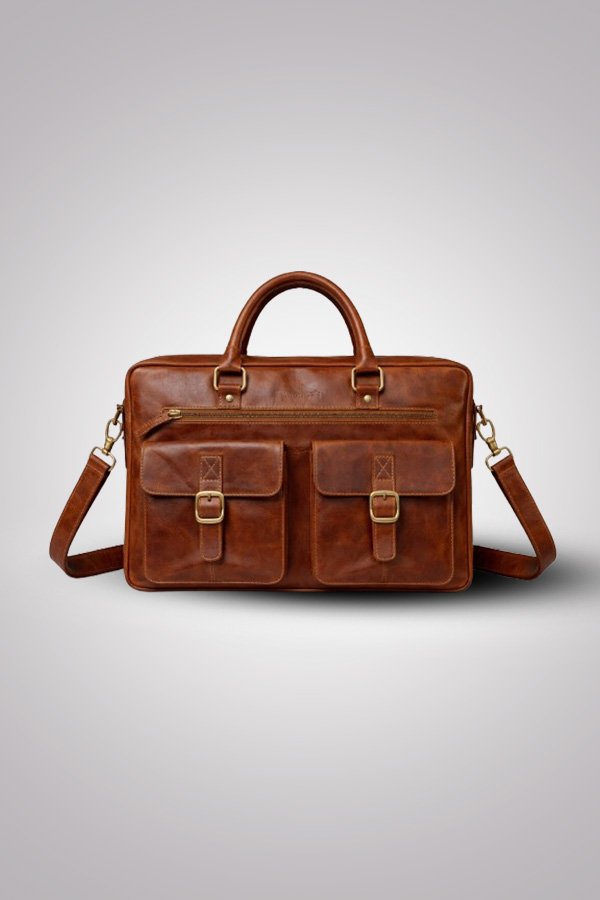 Vintage Brown Leather Laptop Bag