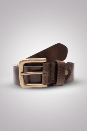 Dark Brown Leather Belt with Metal Buckle